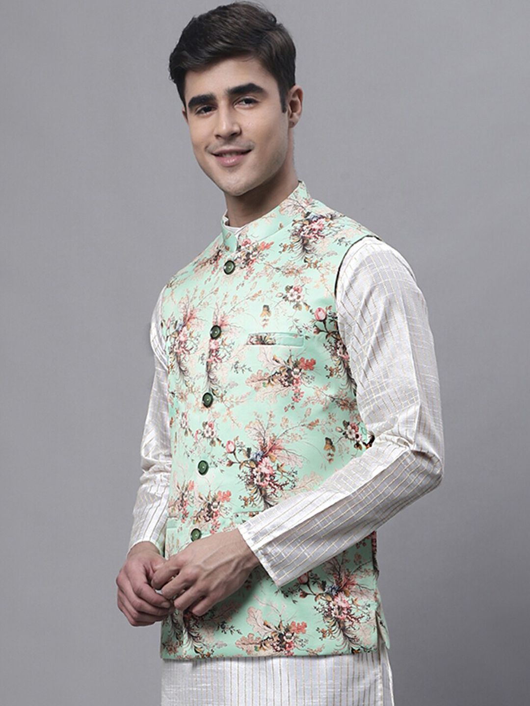 Jompers Floral Printed Nehru Jackets-picture-34