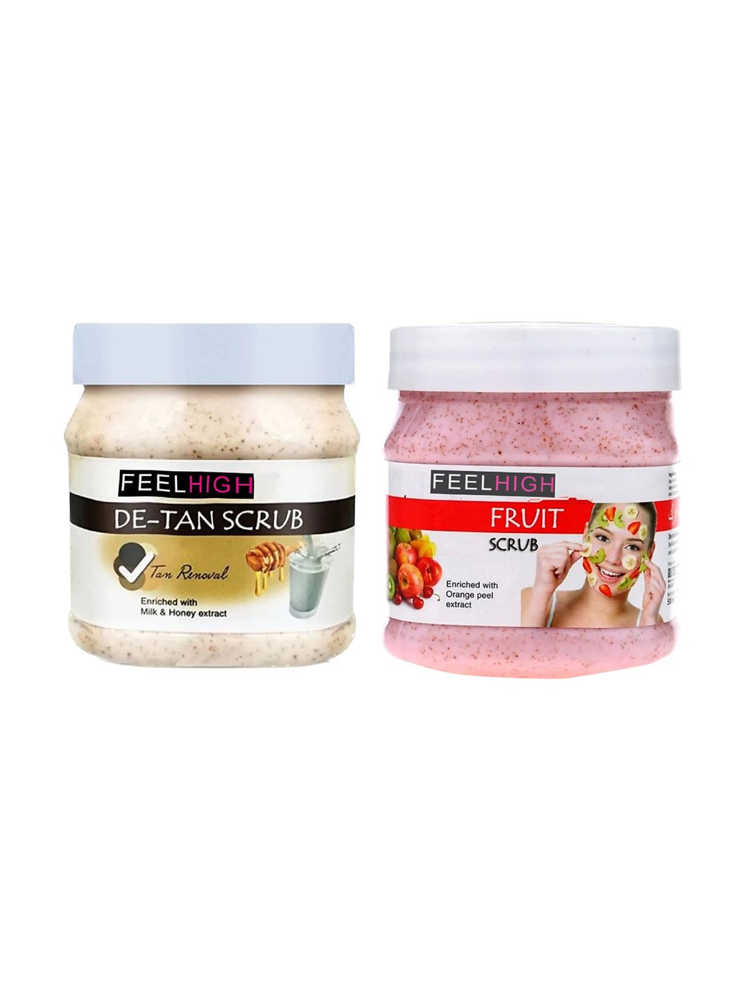 FEELHIGH Set of De Tan Scrub & Mix Fruit Scrub For Face & Body - 500 ml Each-image-16