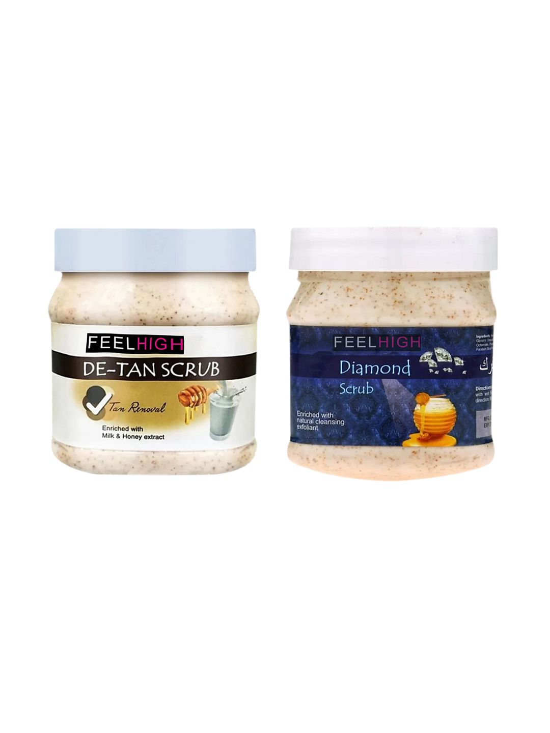 FEELHIGH Set of De Tan & Diamond Scrub for Face & Body - 500 ml Each-picture-8