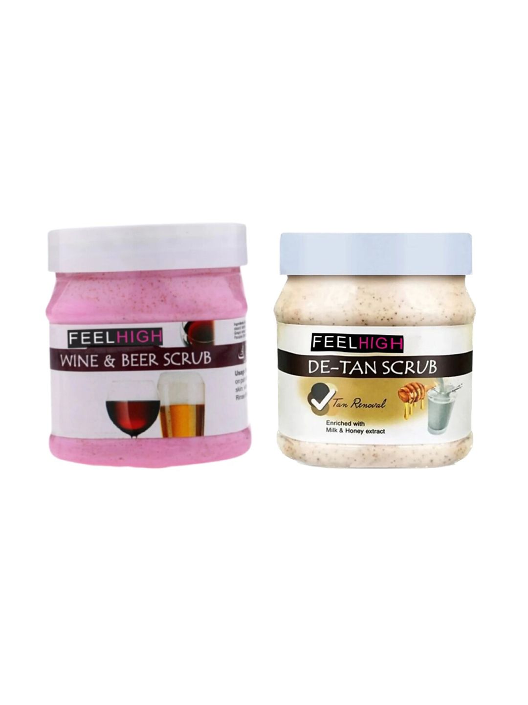 FEELHIGH Set of De Tan + Wine & Beer Scrub For Face & Body Exfoliators 500 ml Each-picture-15