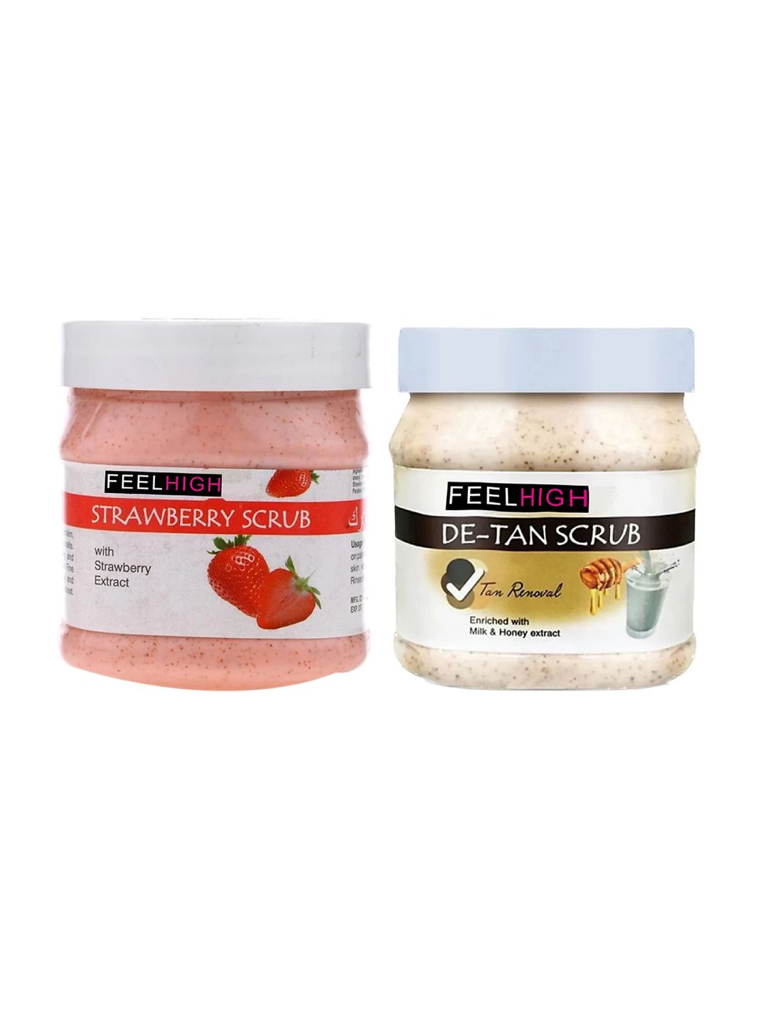FEELHIGH Set Of 2 De Tan Scrub & Strawberry Scrub For Face & Body Exfoliators 500 ml Each-picture-13