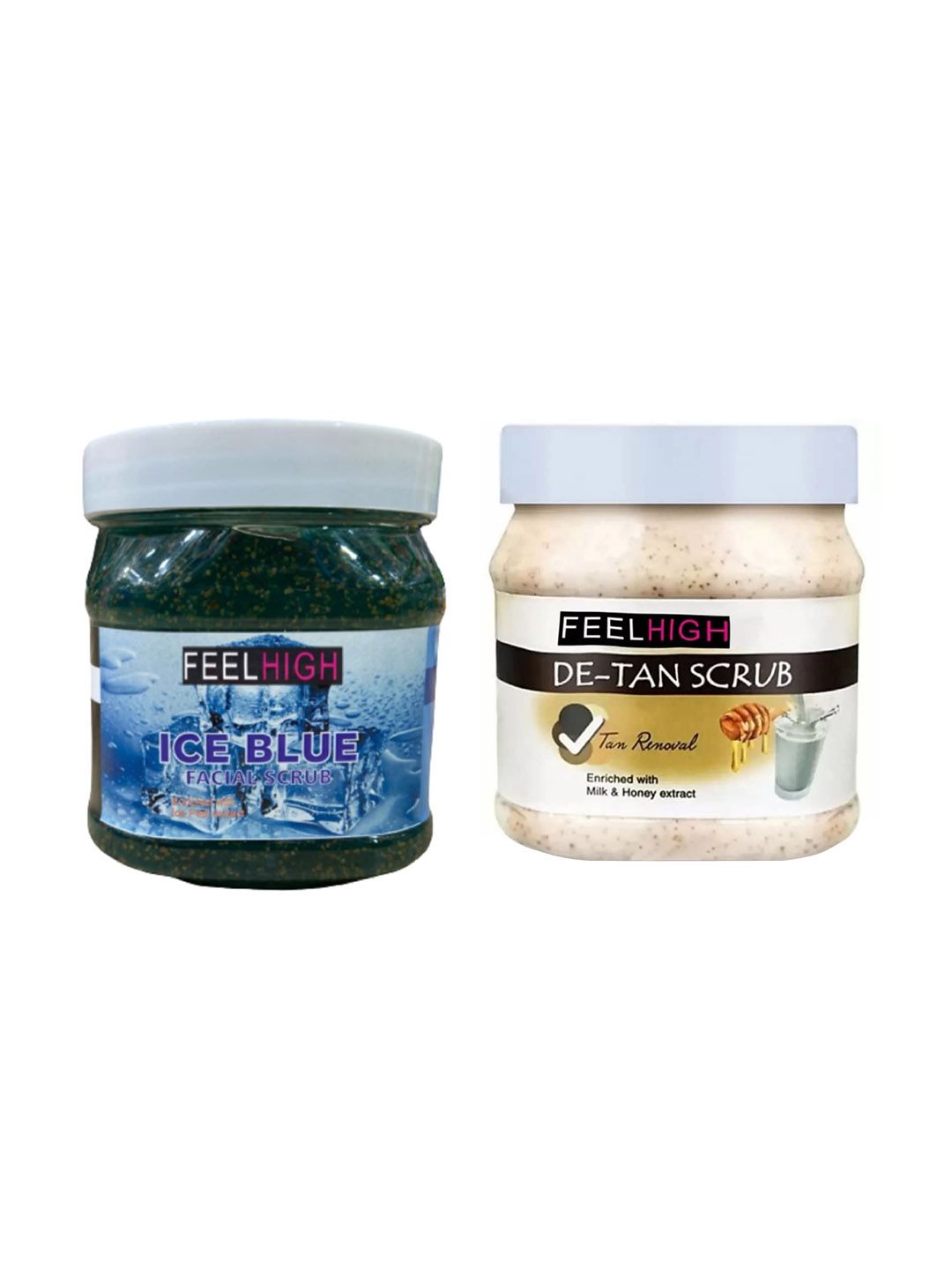 FEELHIGH Set Of 2 De Tan Scrub & Ice Blue Scrub For Face & Body Exfoliators 500 ml Each-image-23