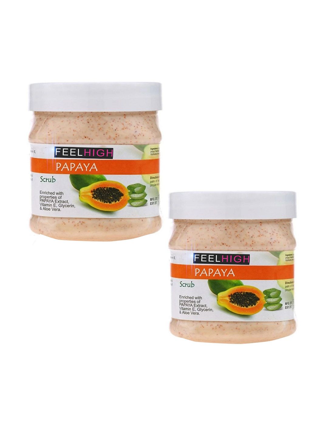 FEELHIGH Set of 2 Papaya Scrub with Vitamin E & Aloe Vera for Face & Body - 500 ml Each-picture-24