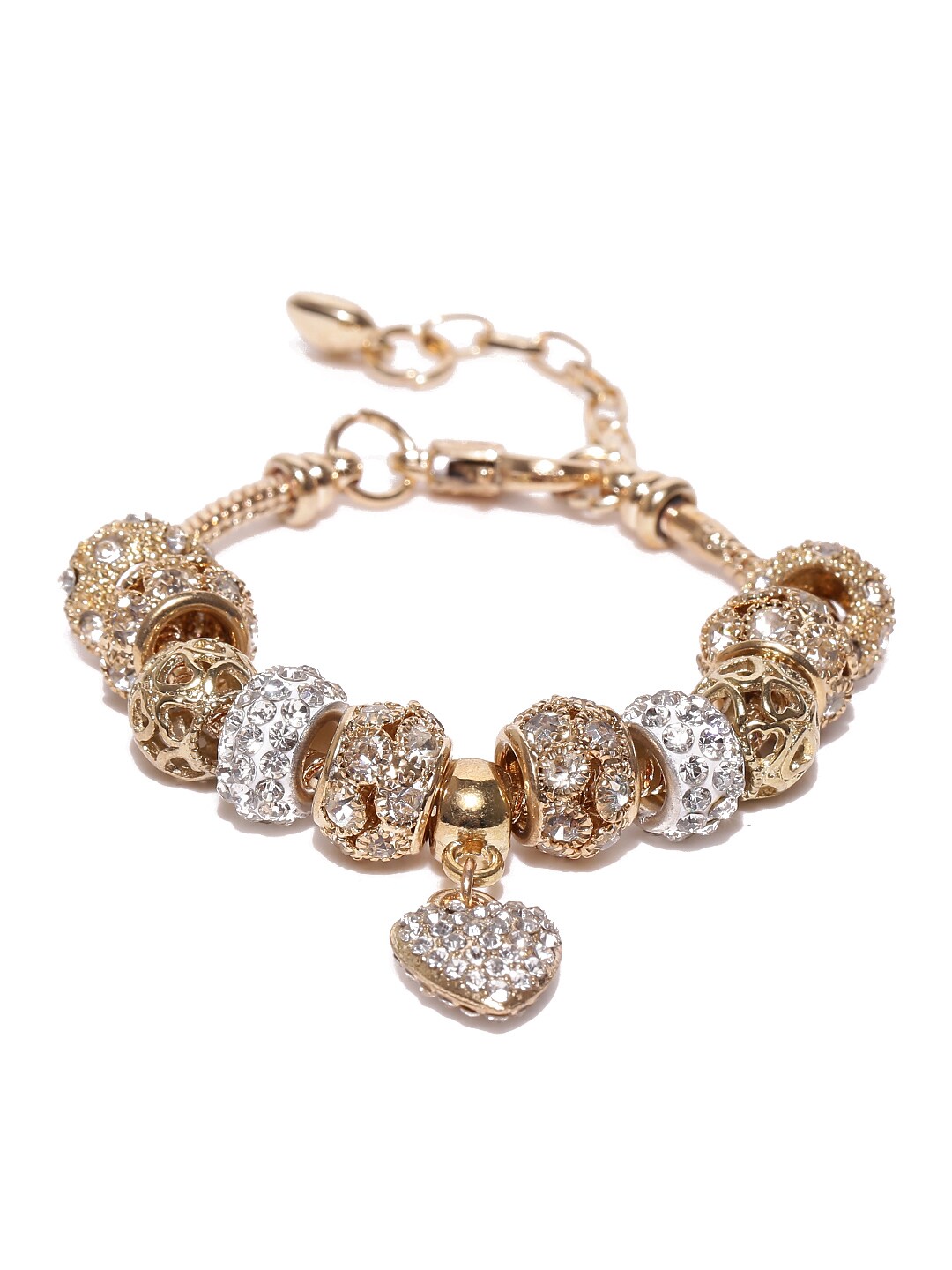 Jewels Galaxy Gold-Plated Handcrafted Stone-Studded Charm Bracelet