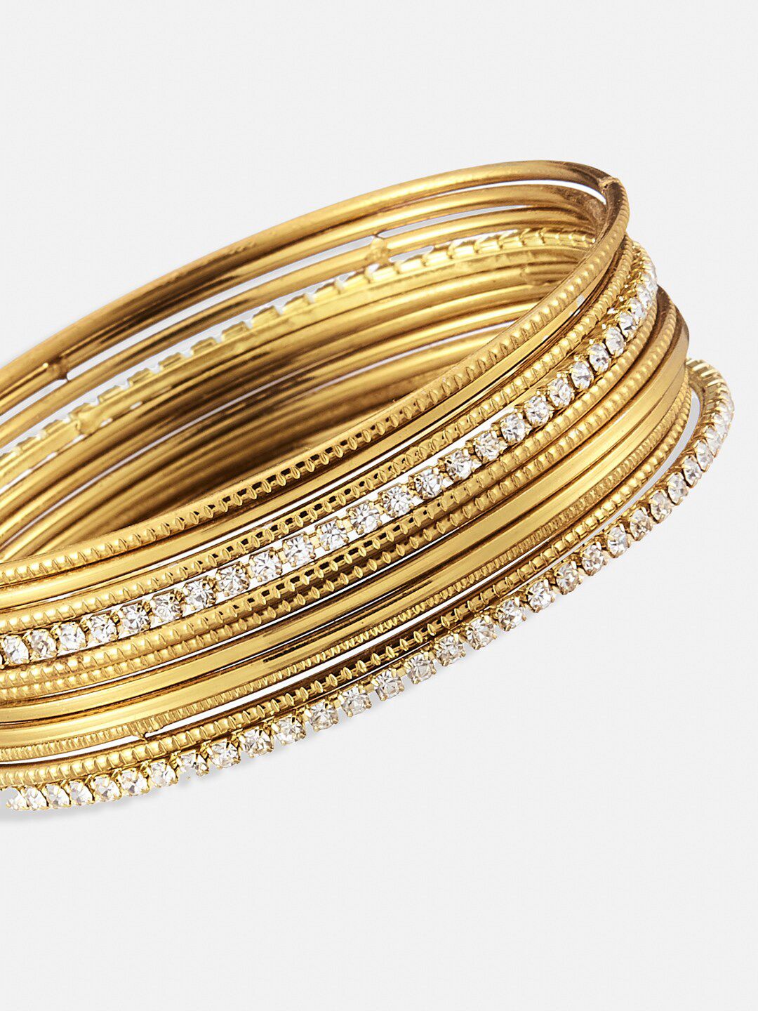 ATIBELLE Set Of 21 Gold-Plated & Artificial Stone-Studded Bangles