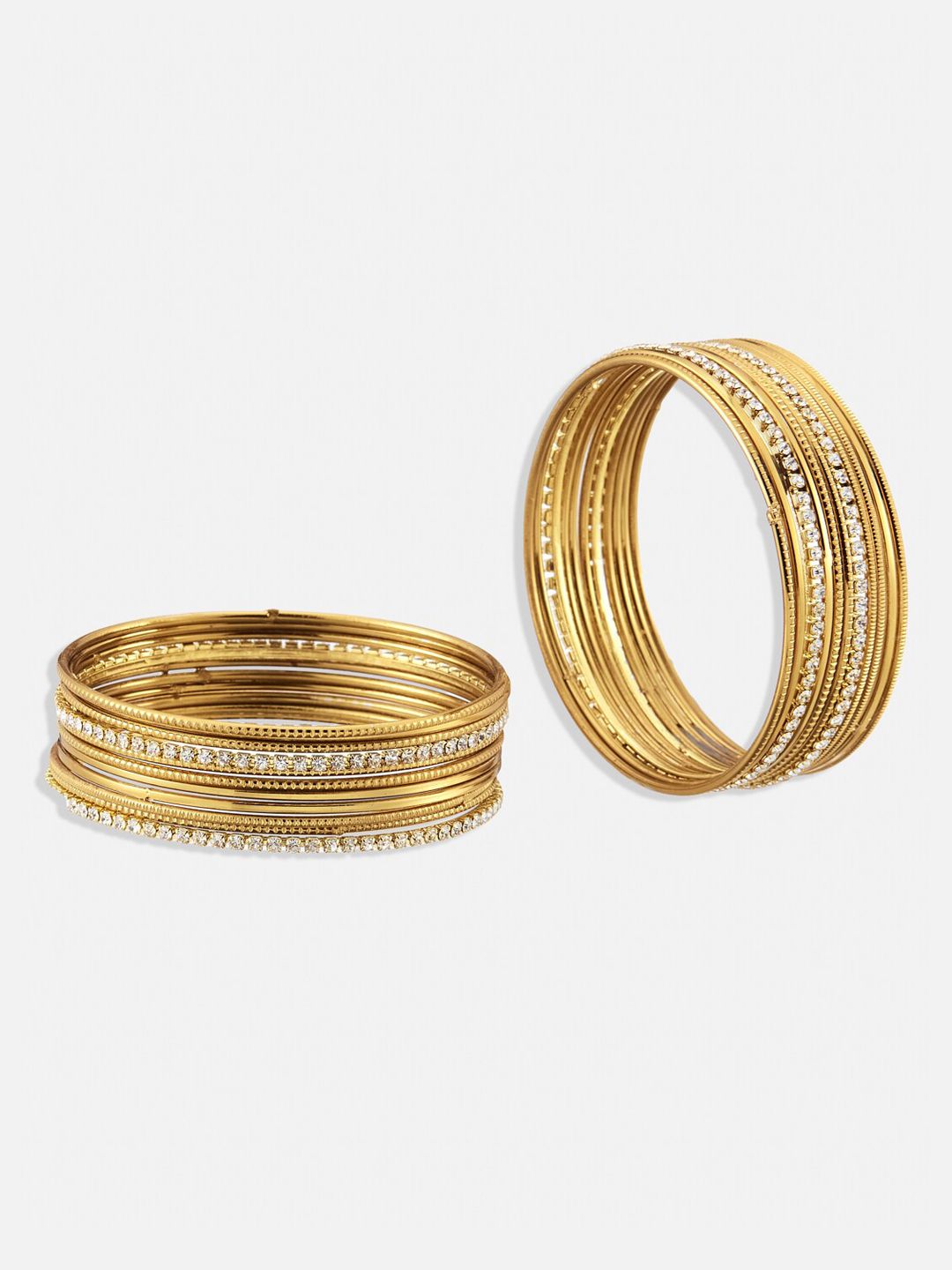 ATIBELLE Set Of 21 Gold-Plated & Artificial Stone-Studded Bangles