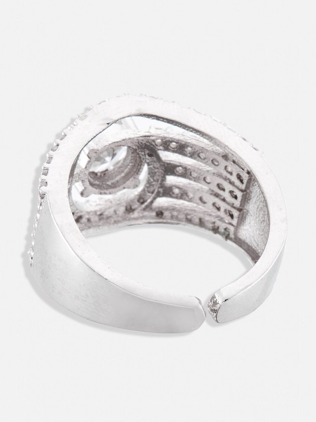 ATIBELLE Silver-Plated AD-Studded Finger Ring
