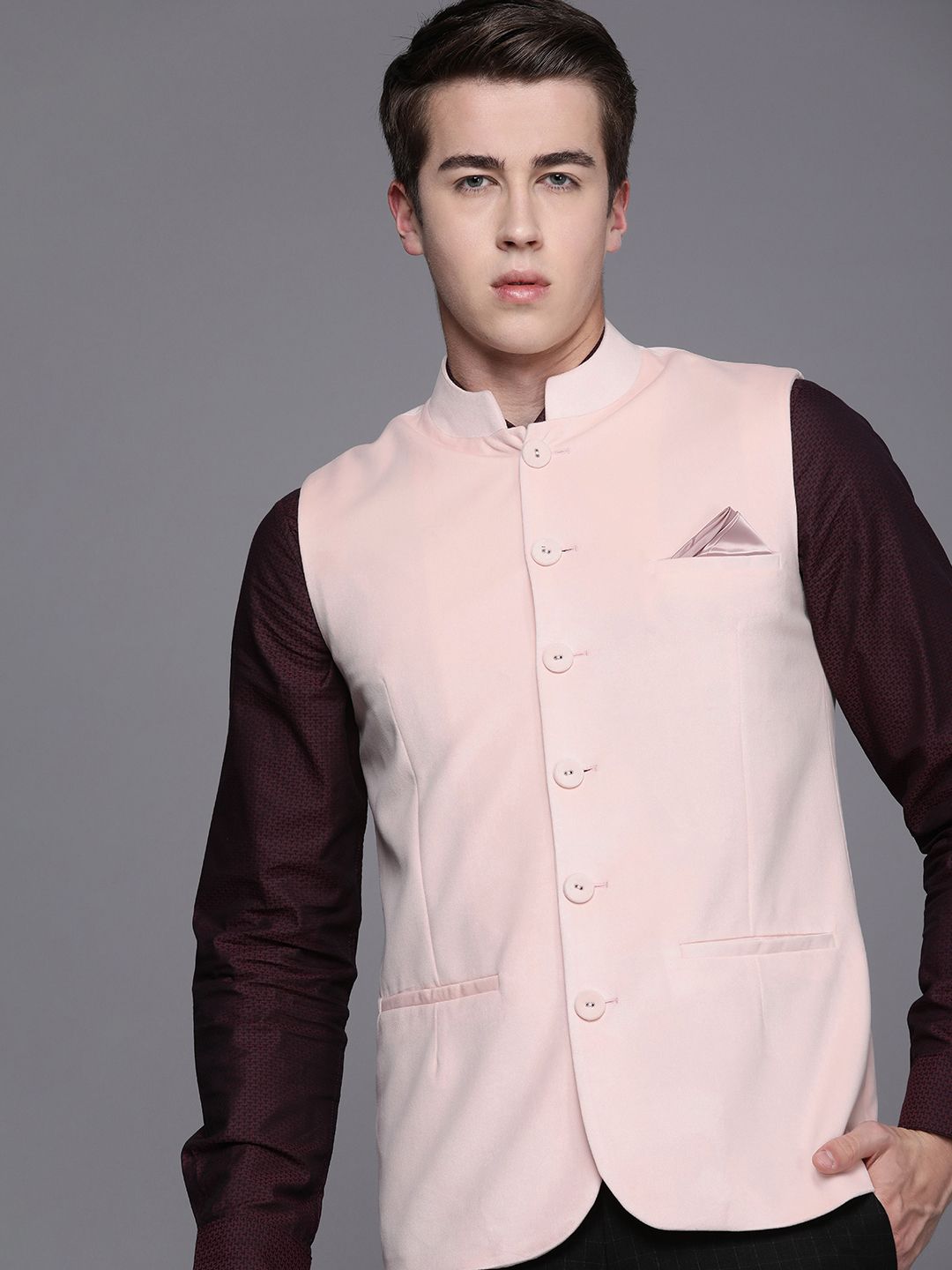 Theme Solid Regular Fit Nehru Jacket-picture-31