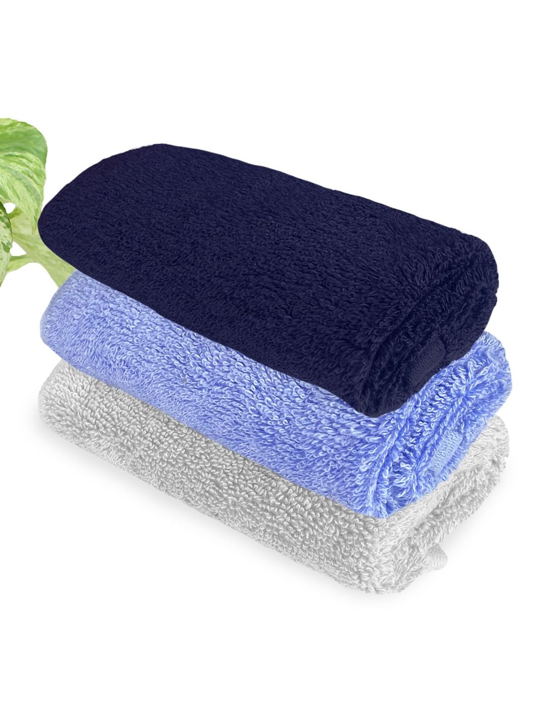 Heelium  Blue & Light Grey 3 Pcs Bamboo 600GSM Anti Bacterial Face Towels-picture-45