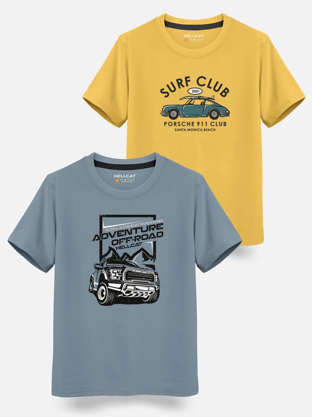 HELLCAT Boys Pack Of 2 Graphic Printed Cotton T-shirt-picture-37