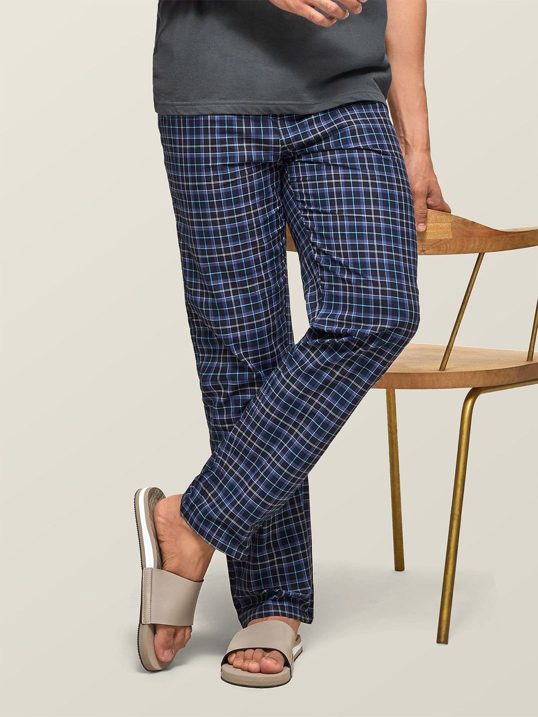XYXX Men Mid-Rise Checked Pure Cotton Lounge Pants-image-34