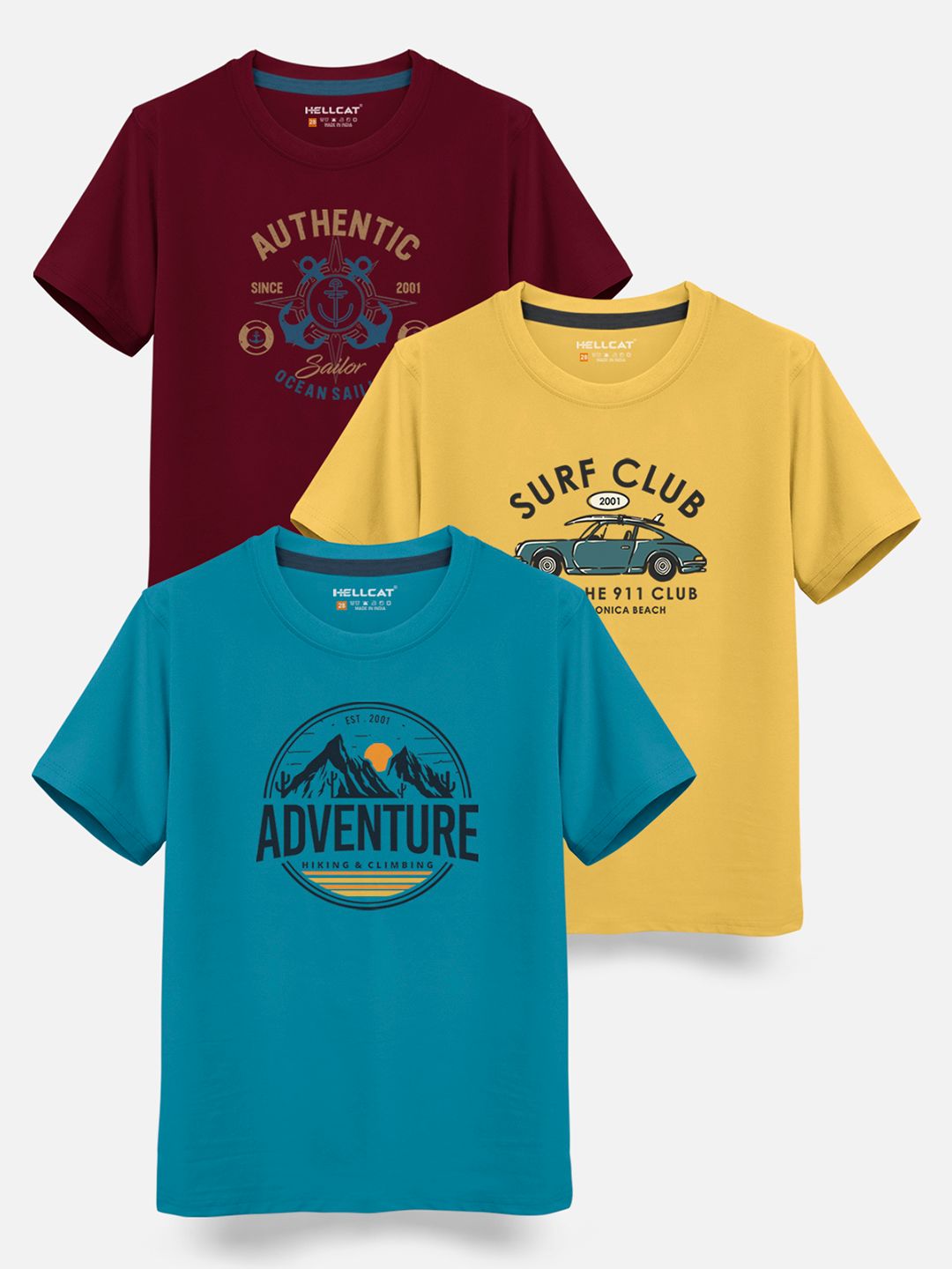 HELLCAT Boys Pack Of 3 Printed Cotton T-shirt-picture-26