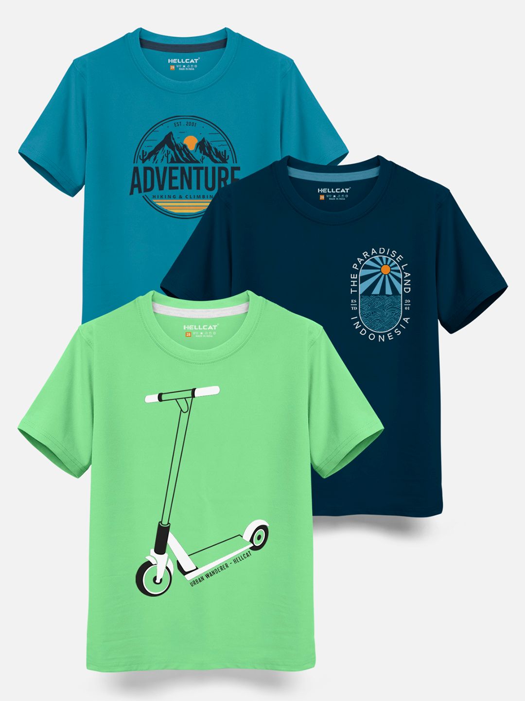 HELLCAT Boys Pack Of 3 Printed Cotton T-shirt-picture-14