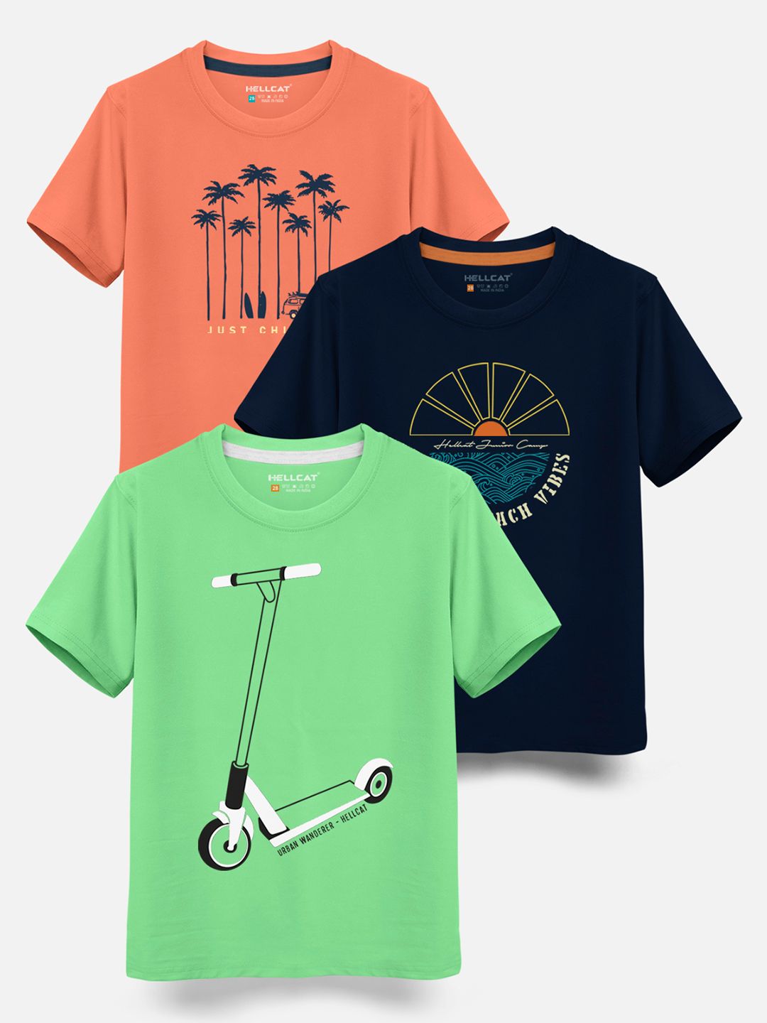 HELLCAT Boys Pack Of 3 Printed Cotton T-shirt-picture-17