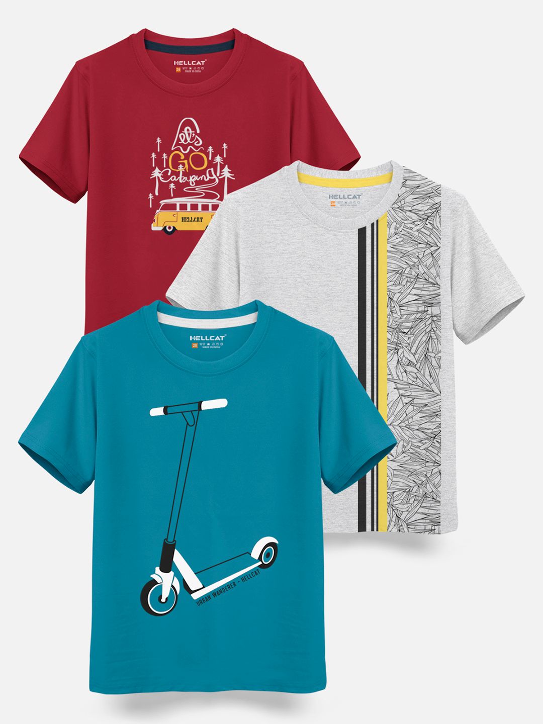 HELLCAT Boys Pack Of 3 Printed Cotton T-shirt-picture-15