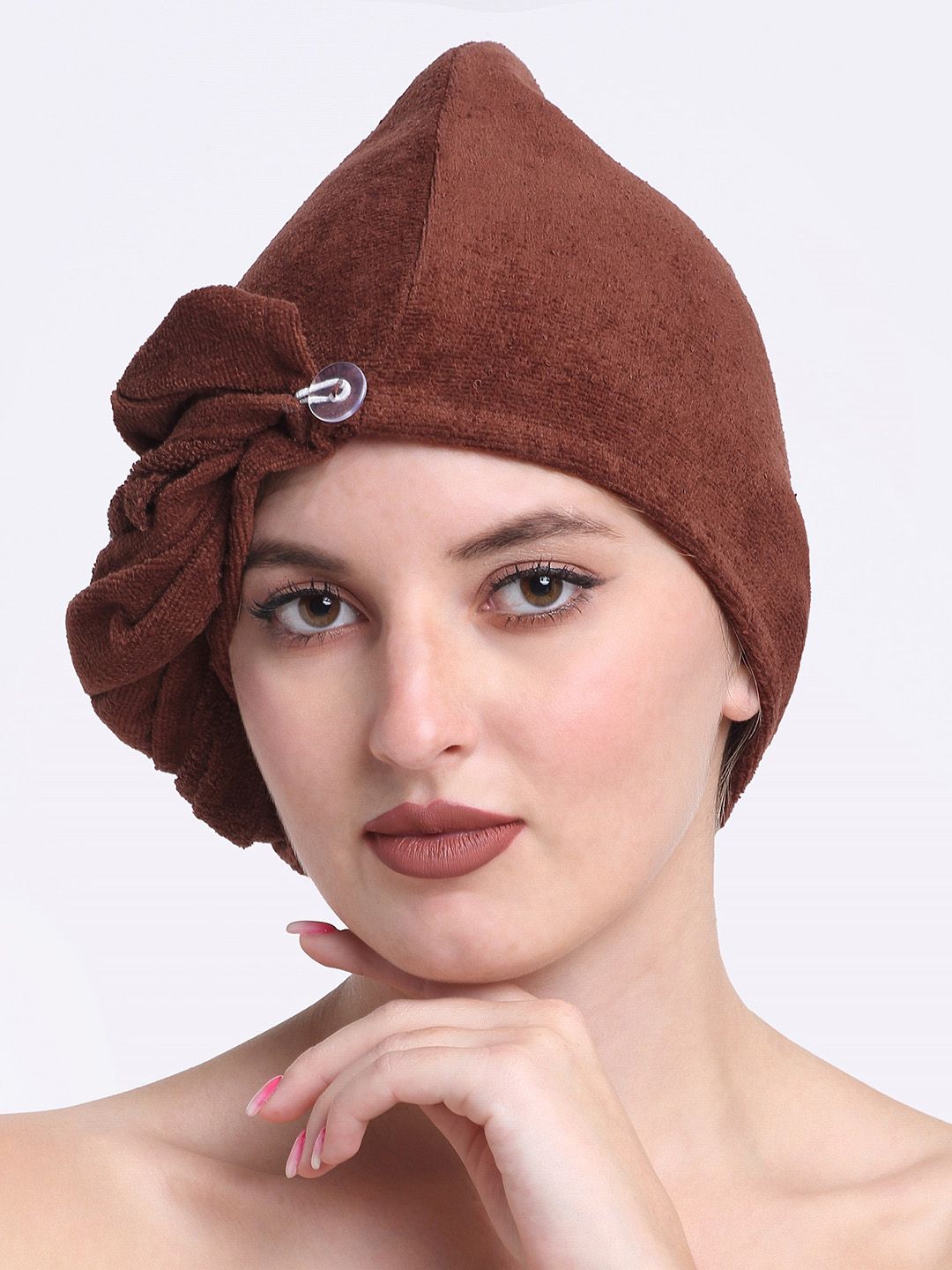 Creeva Luxury Brown 380 GSM Highly Absorbent Pure Cotton Hair Wrap Towel-picture-30