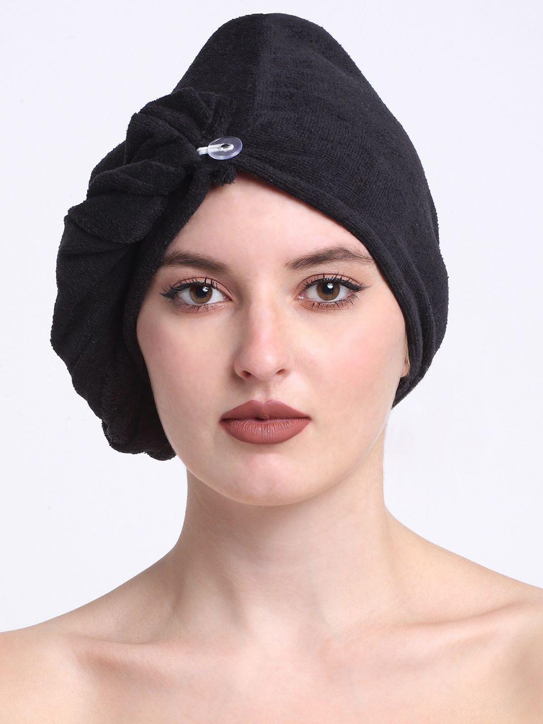 Creeva Luxury Black Pure Cotton 380 GSM Anti Bacterial Hair Wrap Towel-picture-11