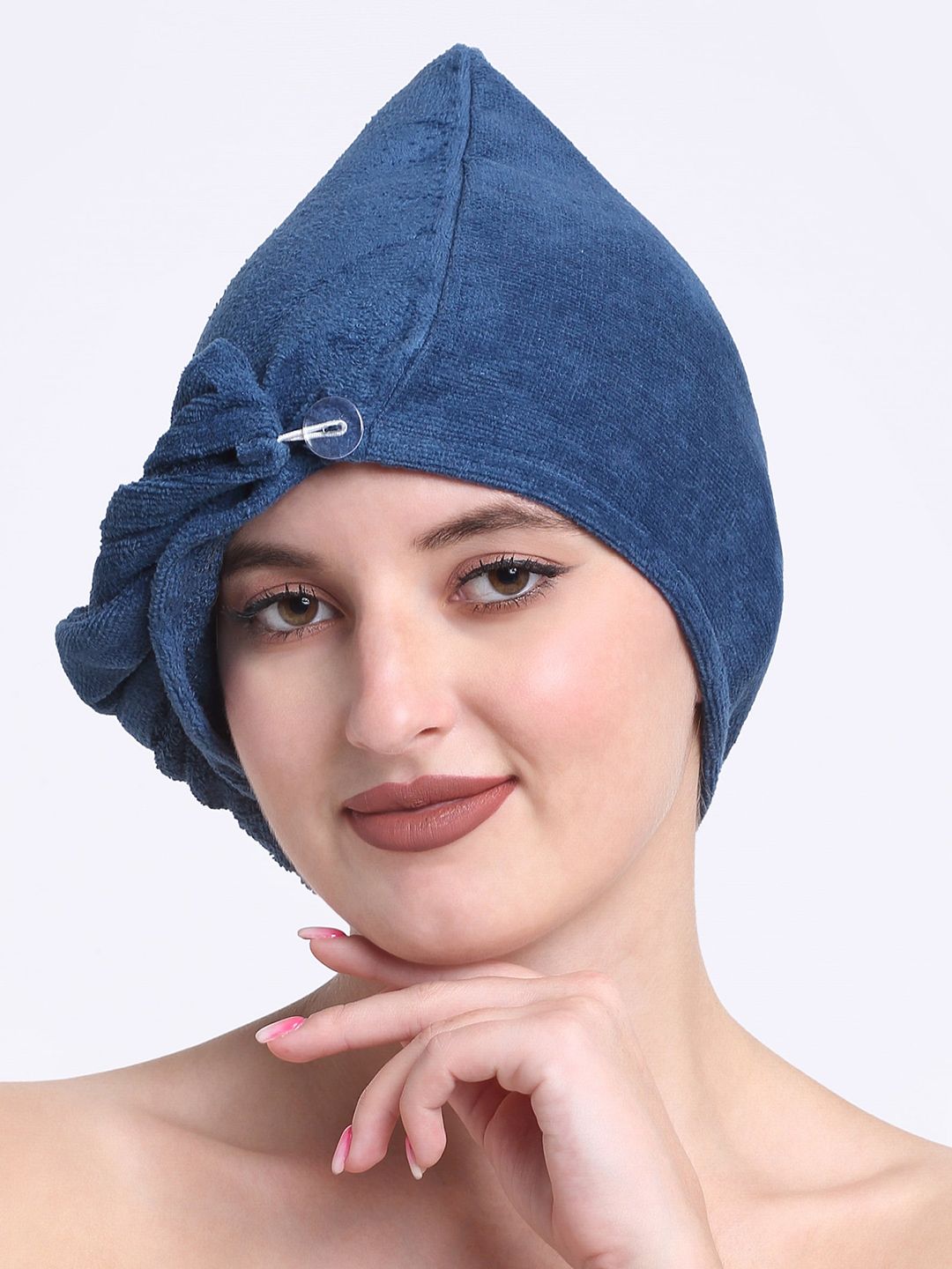 Creeva Luxury Teal-Blue Pure Cotton 380GSM Anti Bacterial Hair Wrap Towel-image-21