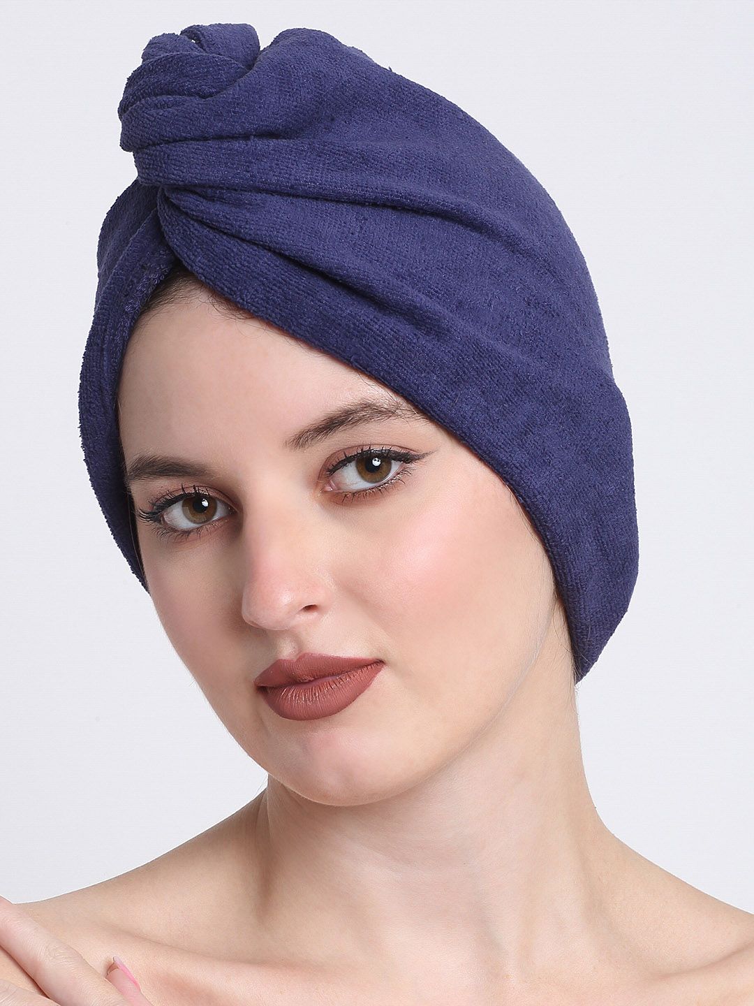Creeva Luxury Navy Blue 380 GSM Highly Absorbent Pure Cotton Hair Wrap Towel-image-39