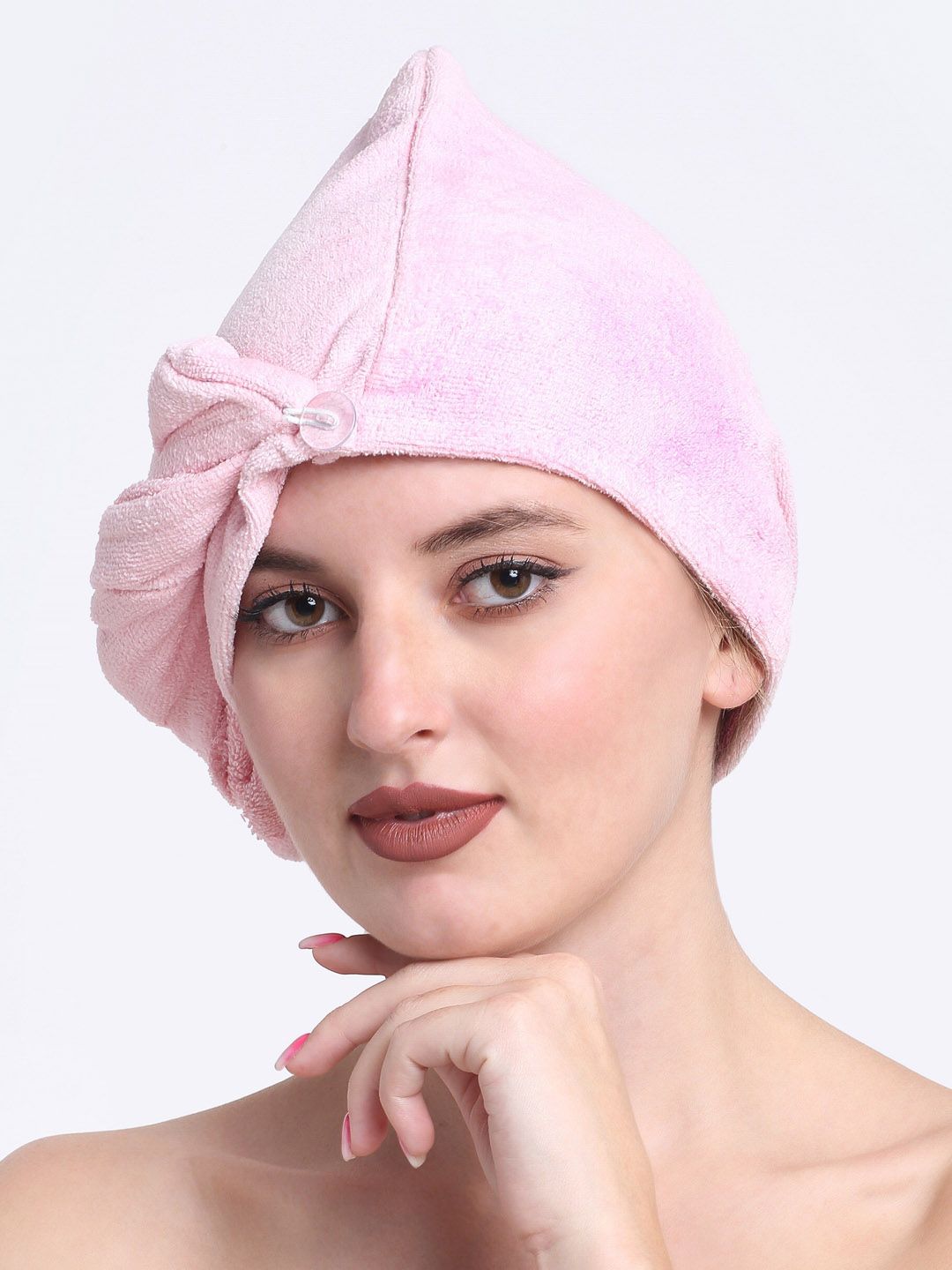 Creeva Luxury Baby-Pink Pure Cotton 380GSM Anti Bacterial Hair Wrap Towel-image-38
