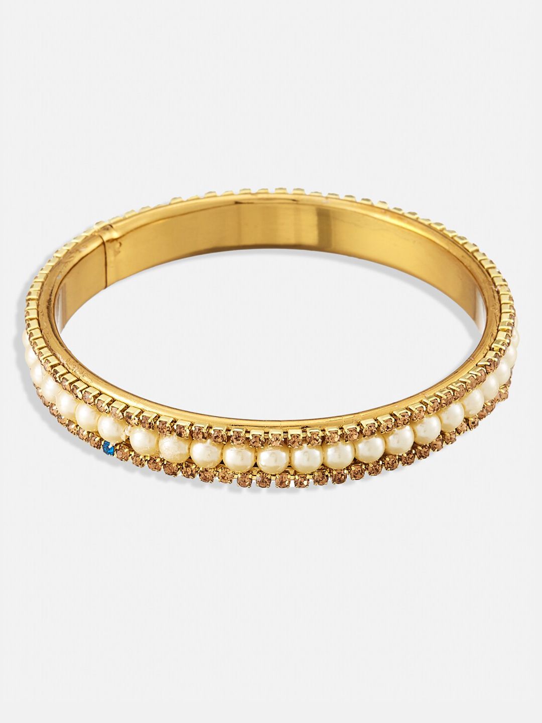ATIBELLE Set Of 4 Gold-Plated Stone-Studded & Beaded Bangles