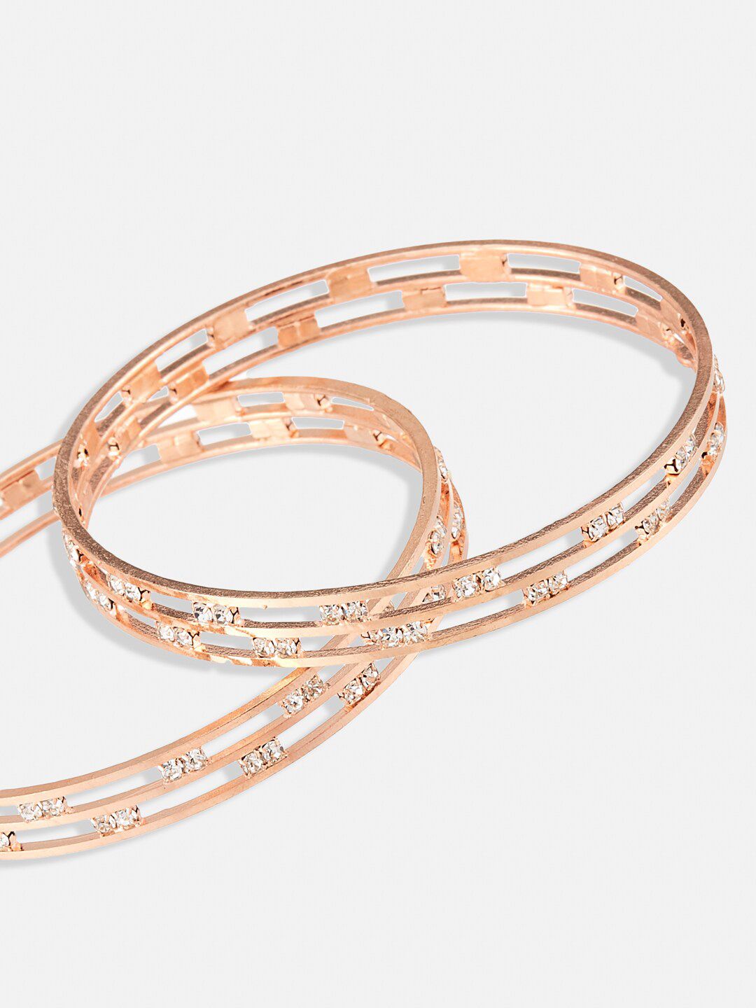 ATIBELLE Set Of 2 Rose Gold-Plated Stone-Studded Bangles