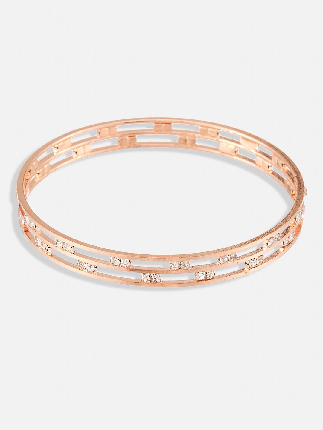 ATIBELLE Set Of 2 Rose Gold-Plated Stone-Studded Bangles