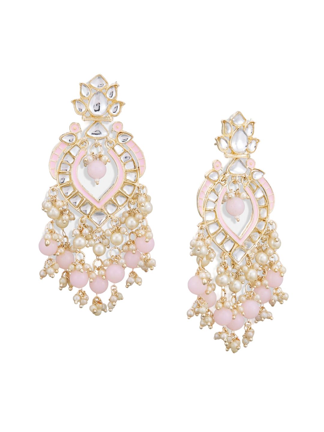 ATIBELLE Gold-Plated Kundan Stone Studded Classic Chandbali Earrings