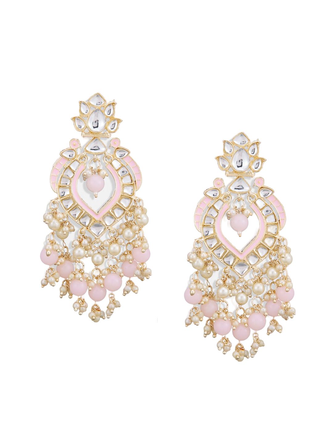 ATIBELLE Gold-Plated Kundan Stone Studded Classic Chandbali Earrings