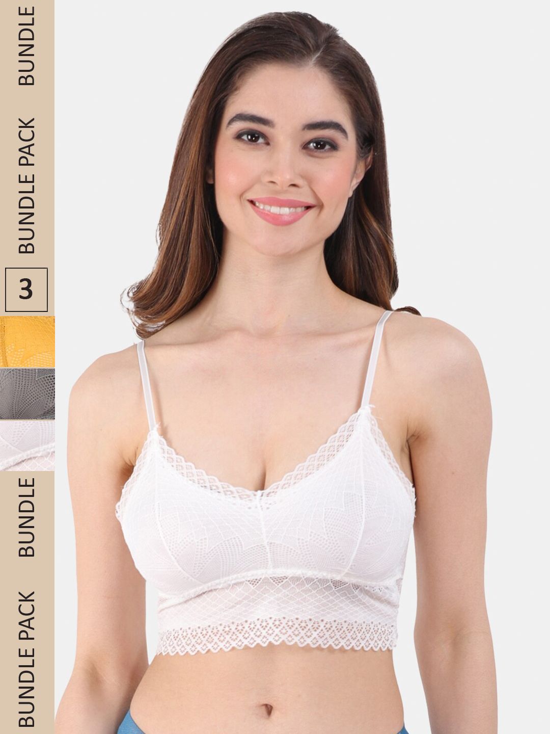 Amour Secret Pack Of 3 Self Design Lightly Padded Seamless All Day Comfort Bralette Bra-picture-29