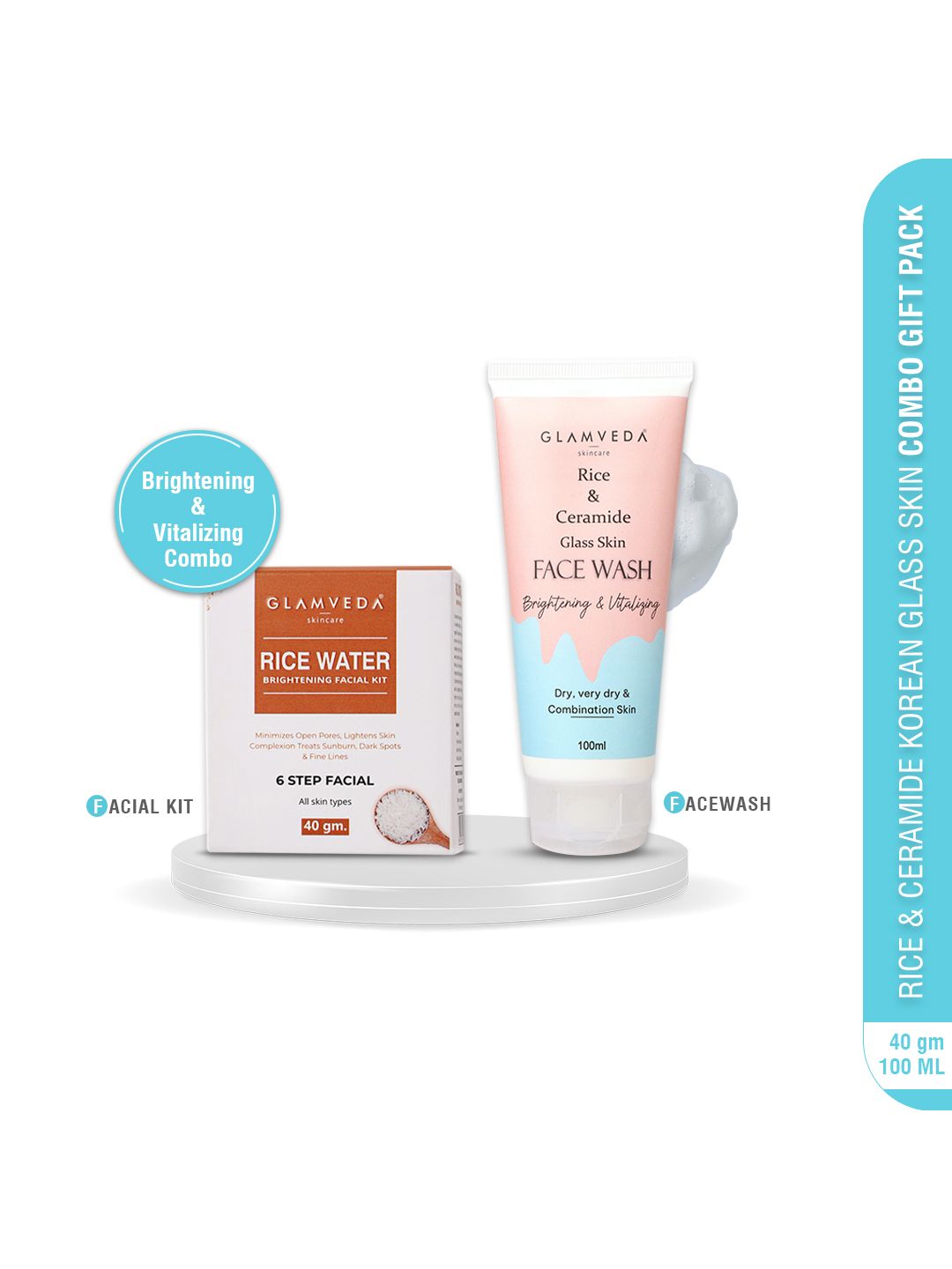 GLAMVEDA Set Of 2 Rice Ceramide Glass Skin Face Wash 100 ml &  Rice Water Facial Kit 40 gm-image-19