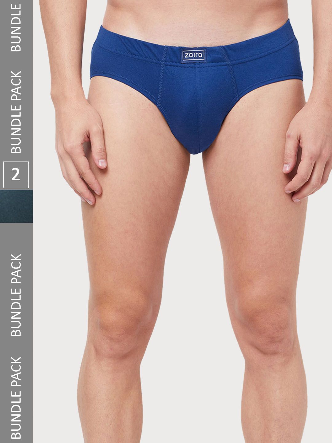 Zoiro Men Pack Of 2 Bio-Wash & Silicon Finish Cotton Basic Briefs-image-7