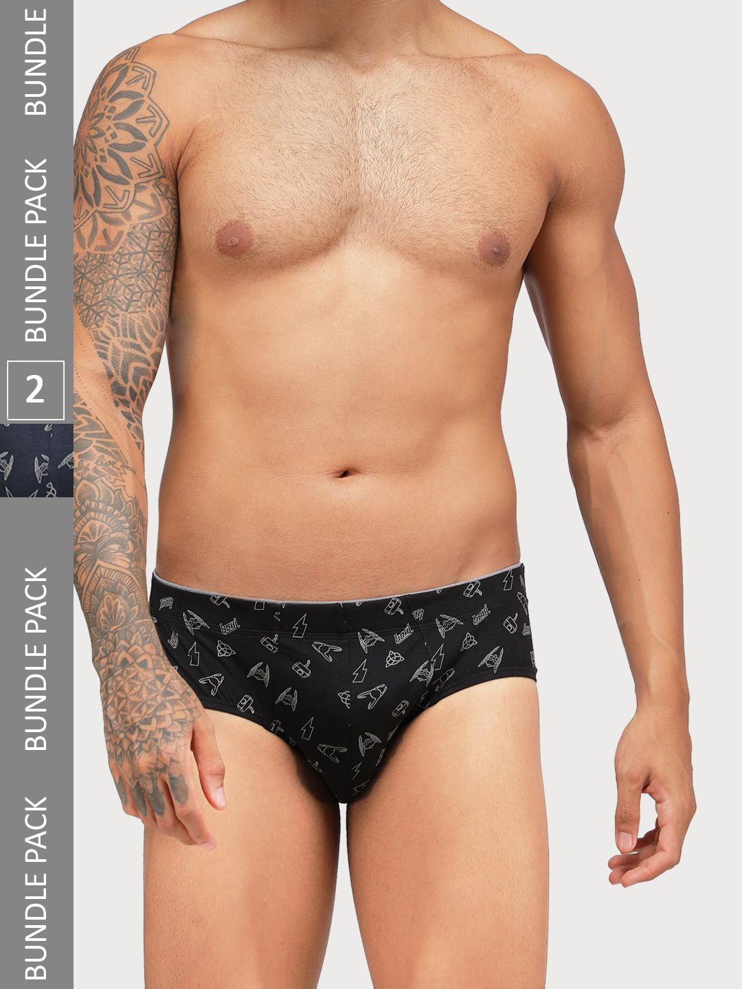 Zoiro Men Pack Of 2 Printed Bio-Wash & Silicon Finish Basic Briefs-image-15