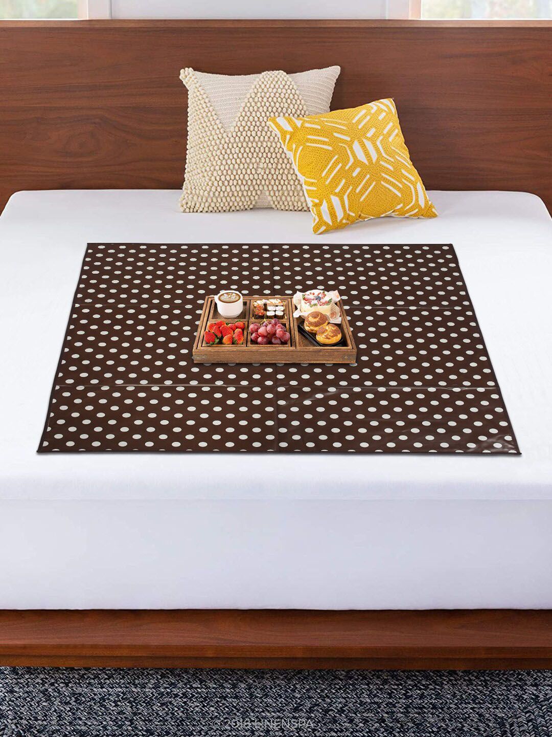 Kuber Industries Brown Dot Printed Bed Server Food Mat-picture-32
