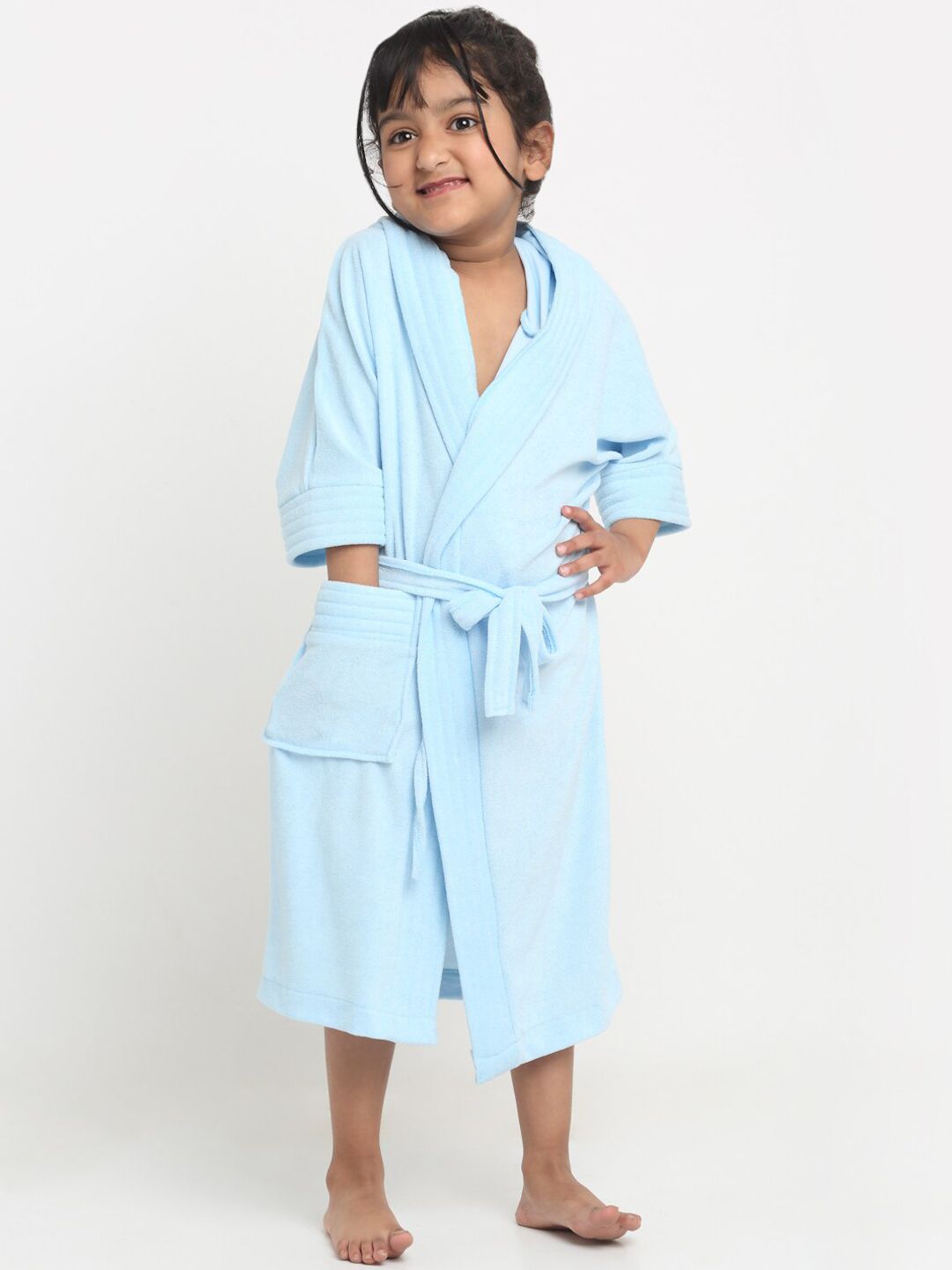 Creeva Melodious Kids Blue Front Pocket Bath Robe-image-47