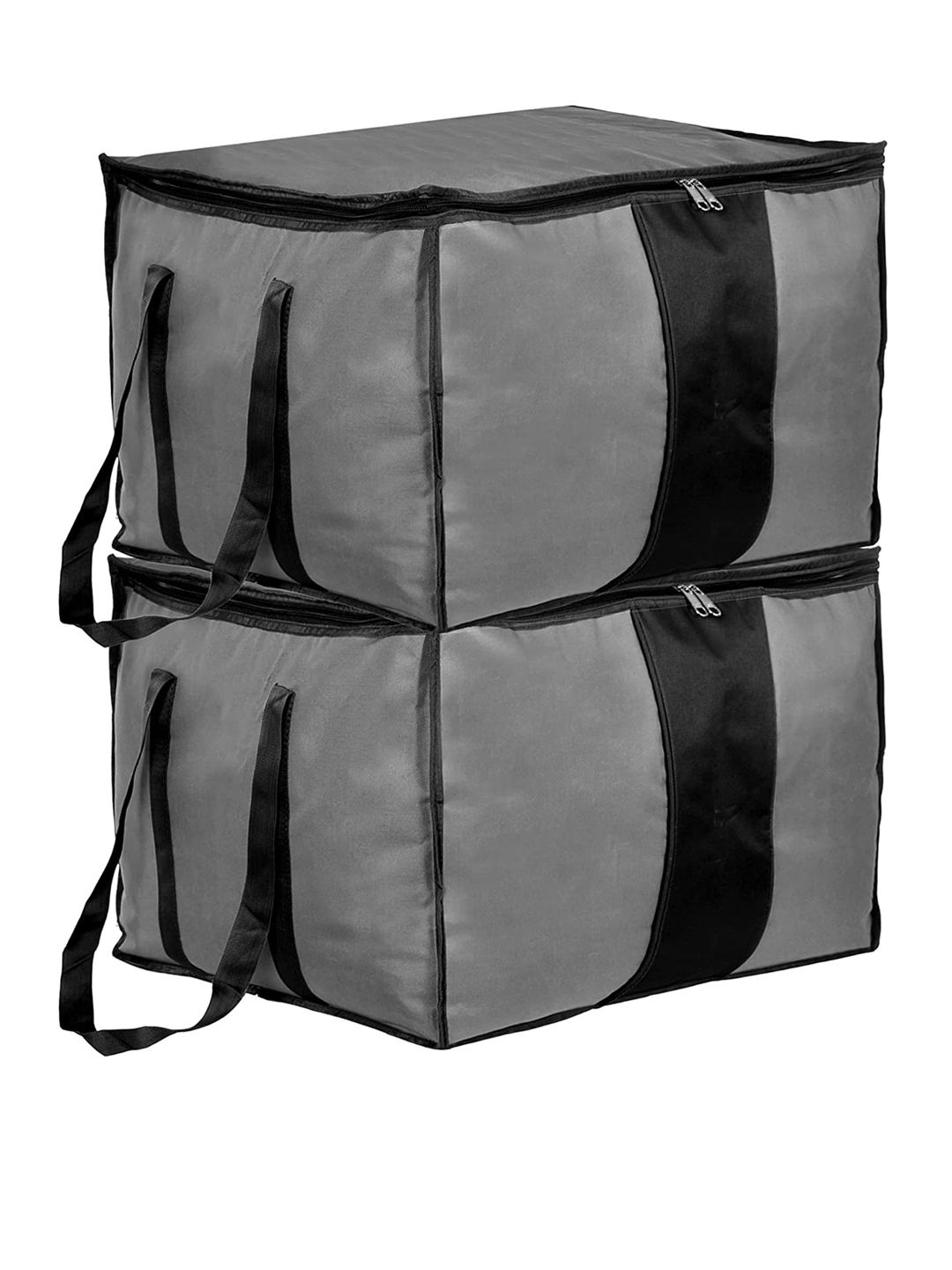 Kuber Industries 2-Pcs Grey & Black Foldable Underbed Storage Bags With Handle-picture-18