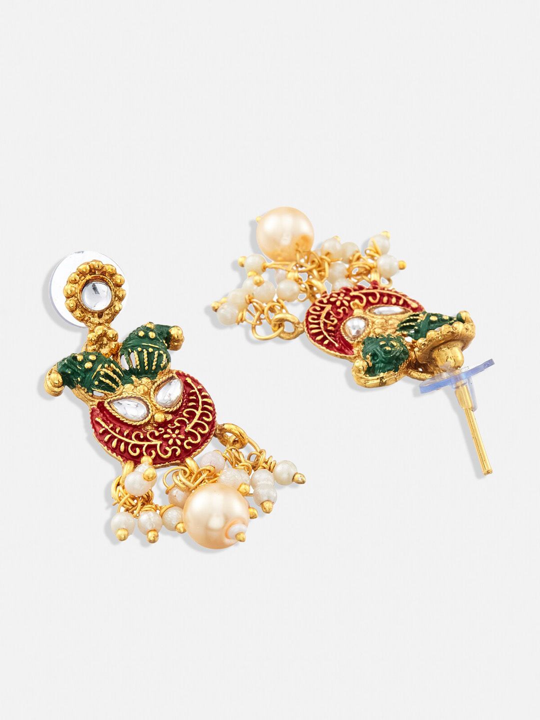 ATIBELLE Gold-Plated Crystals-Studded & Beaded Jewellery Set