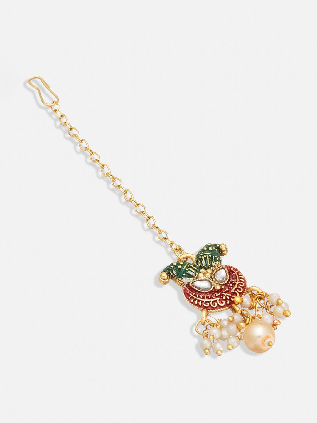 ATIBELLE Gold-Plated Crystals-Studded & Beaded Jewellery Set