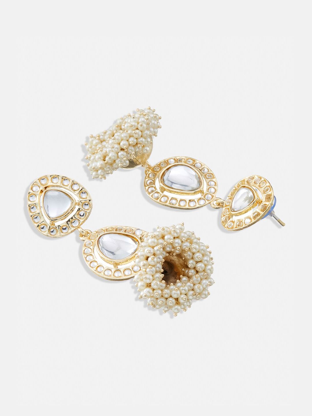 ATIBELLE Gold-Plated Kundan Contemporary Jhumkas Earrings
