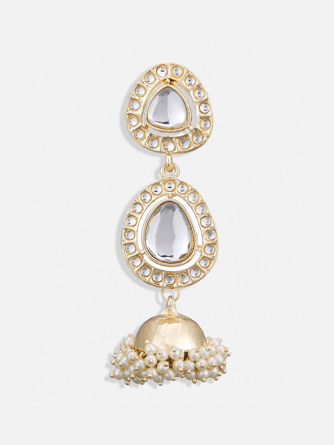 ATIBELLE Gold-Plated Kundan Contemporary Jhumkas Earrings