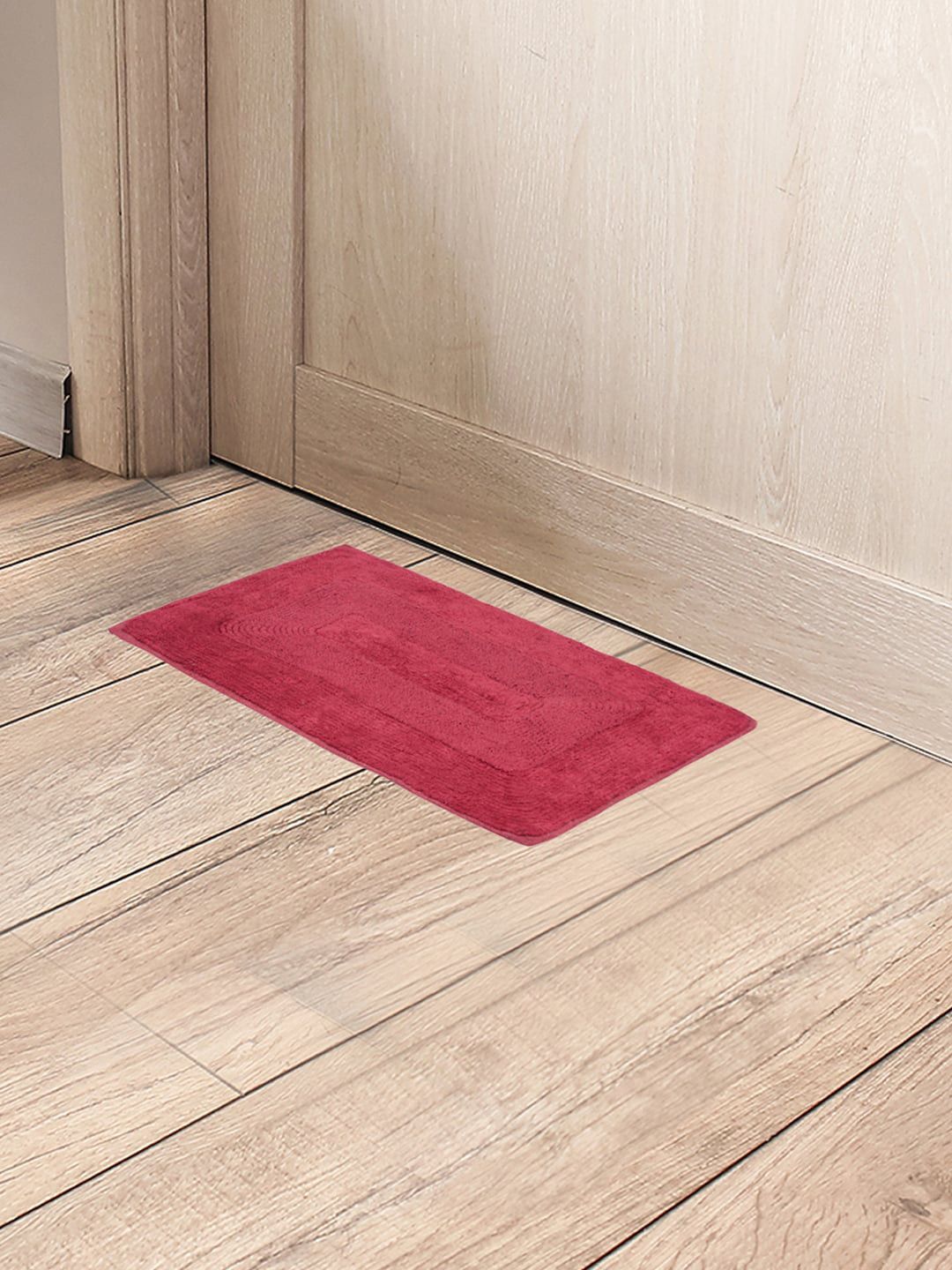 Black gold Pack of 3 Pink Self Designed Cotton Anti Slip Reversible Entrance Doormat-picture-36