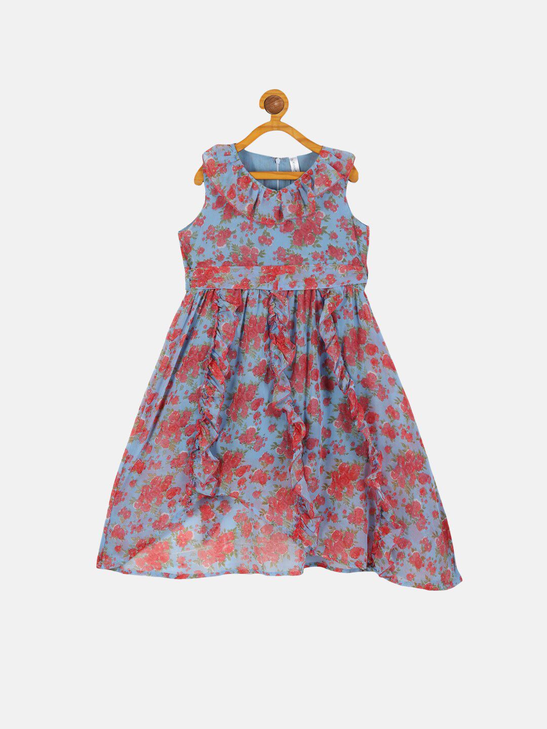KiddoPanti Girls Floral Printed Fit & Flare Dress-image-10