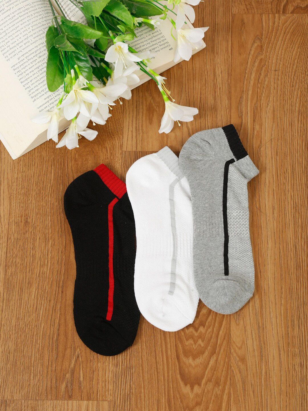 MUTAQINOTI Men Pack Of 3 Patterned Ankle-Length Socks-picture-21