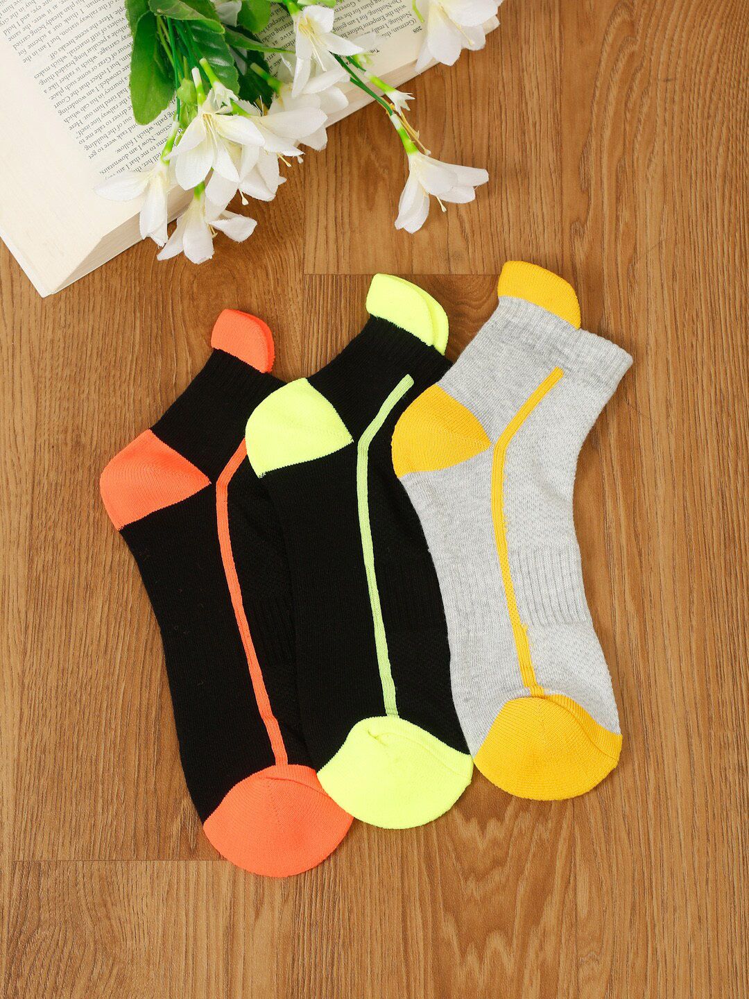 MUTAQINOTI Men Pack Of 3 Colourblocked Ankle-Length Socks-picture-20
