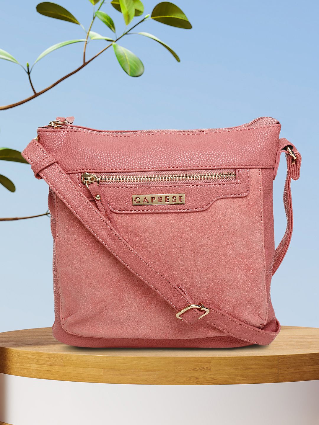 Caprese Pink Solid Sling Bag-image-20