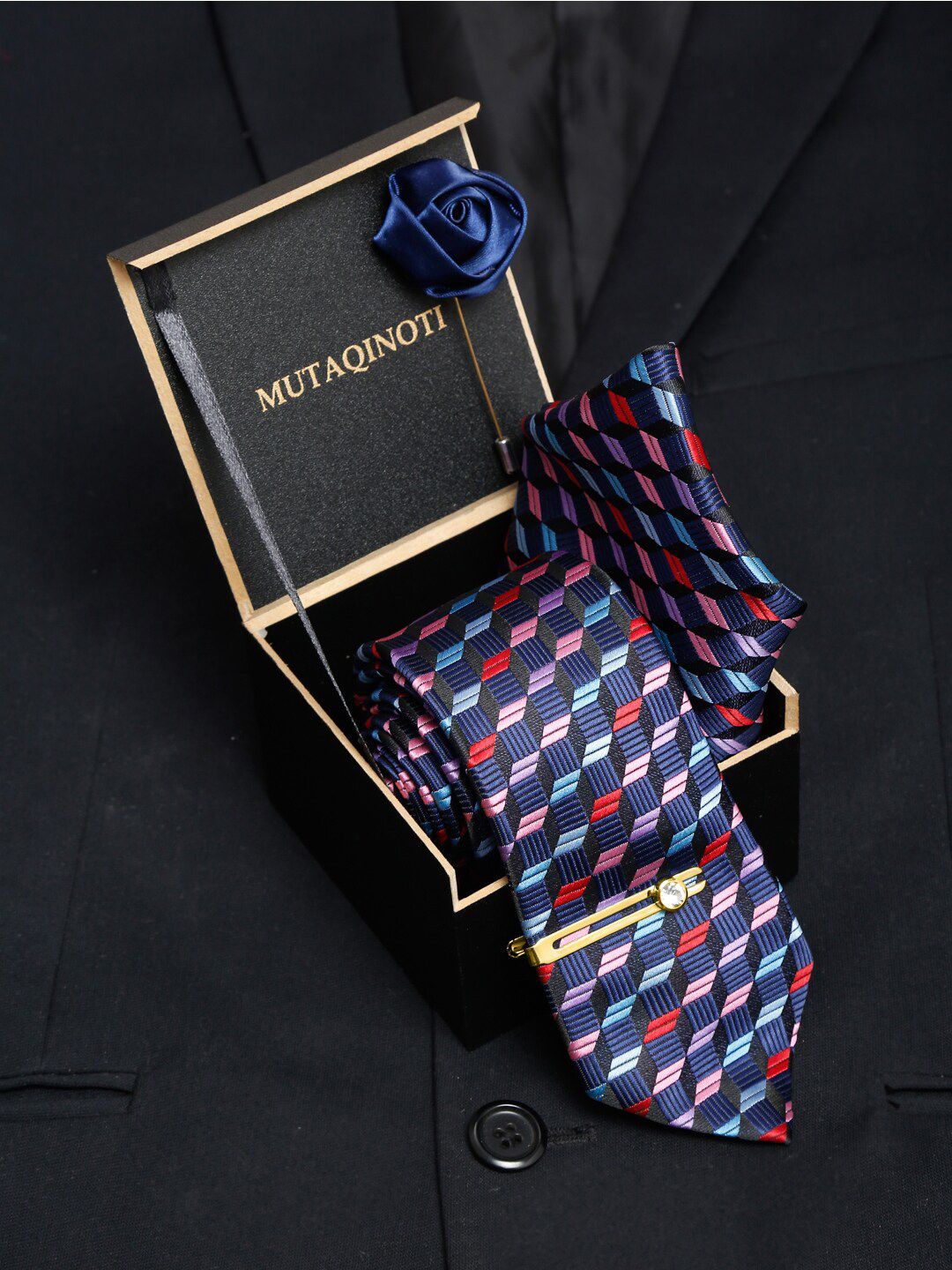 MUTAQINOTI Men Silk Necktie Accessory Gift Set-picture-32
