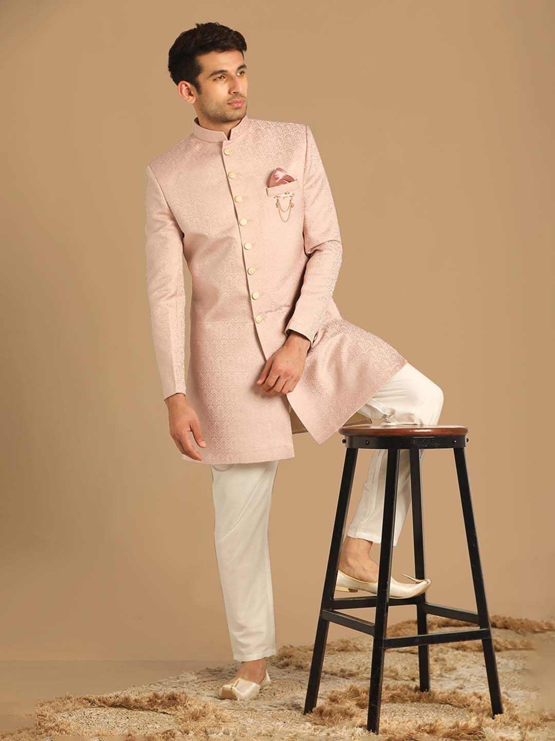 Manyavar Men Self-Design Brocade Sherwani Set-picture-17