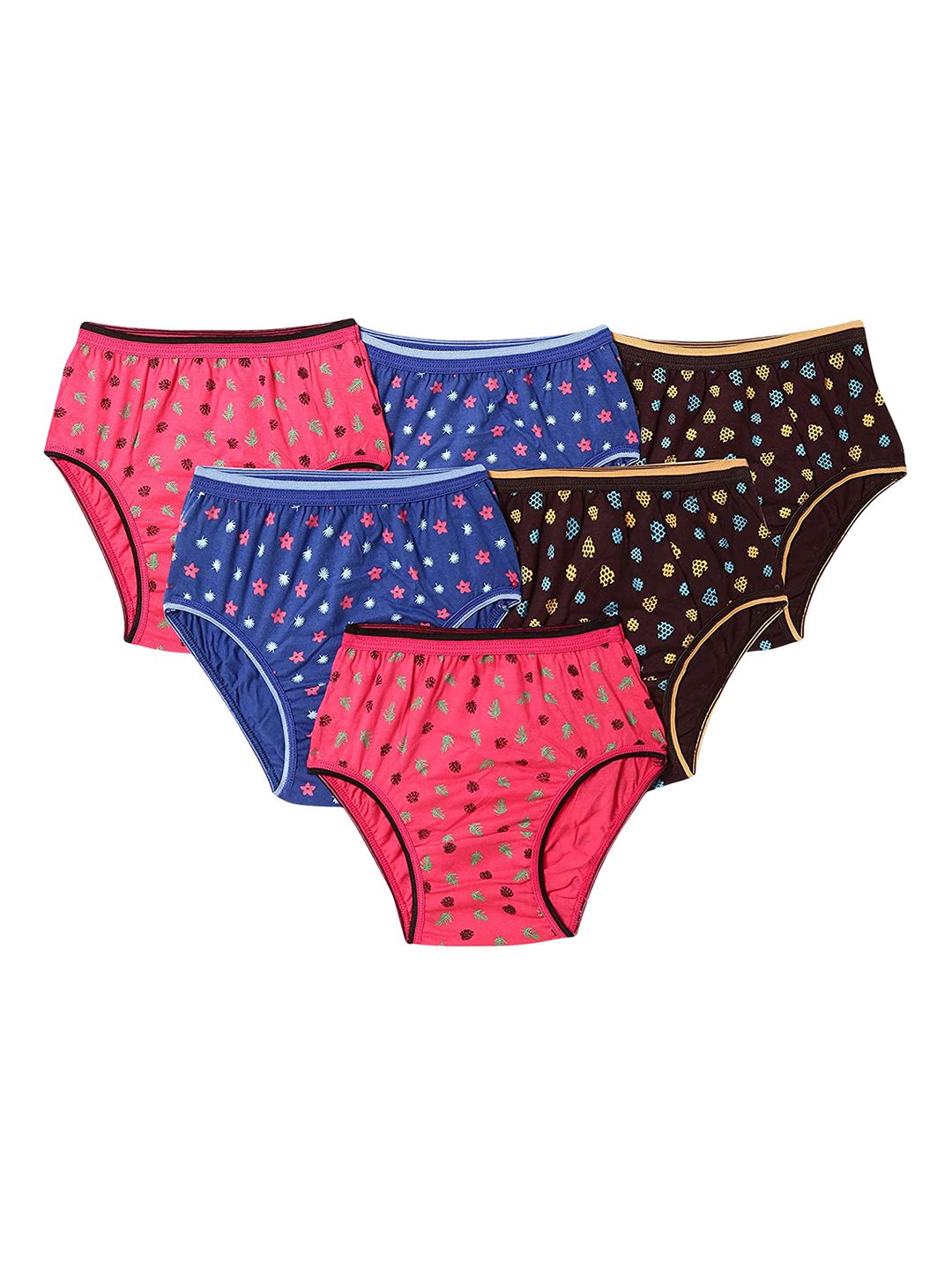 JON Girls Pack Of 6 Assorted Printed Cotton Hipster Briefs-picture-50