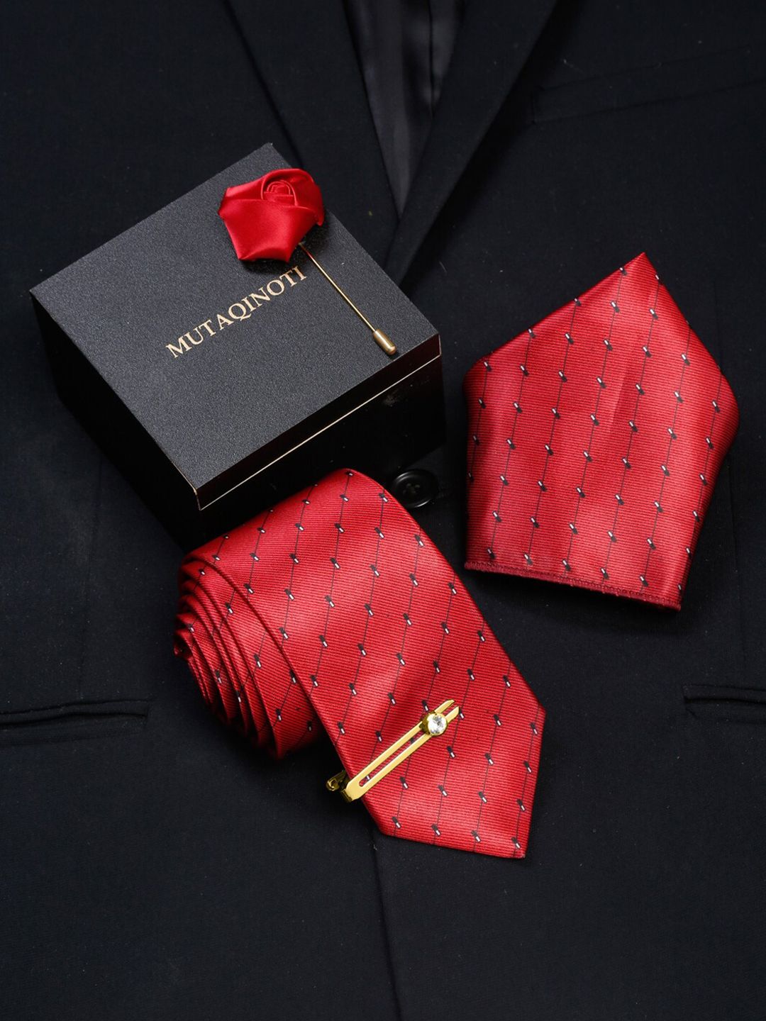 MUTAQINOTI Men Silk Blend Necktie Accessory Gift Set-picture-22