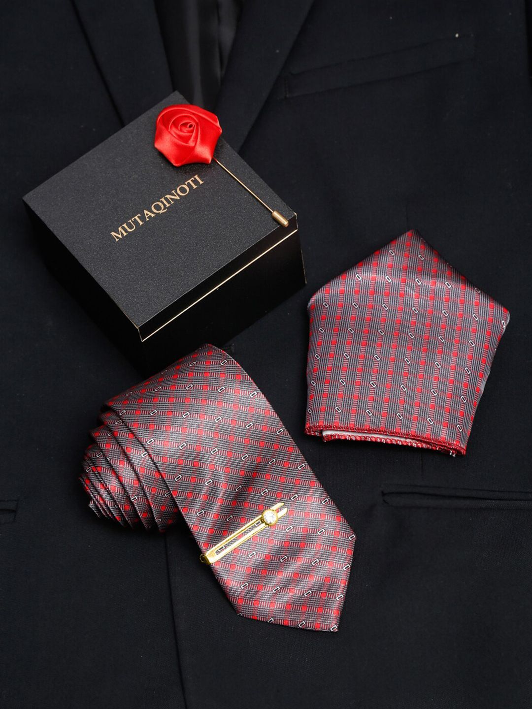 MUTAQINOTI Men Square Silk Blend Necktie Accessory Gift Set-picture-28